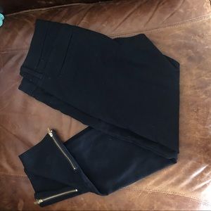 Black dress pants with zipper accent